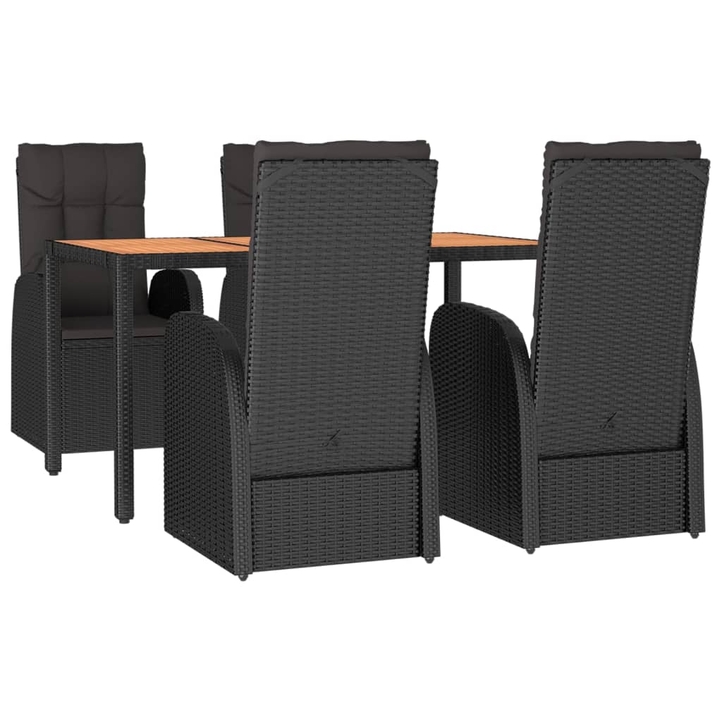 Contemporary Cushioned Garden Dining Set: 5-Piece Grey Poly Rattan