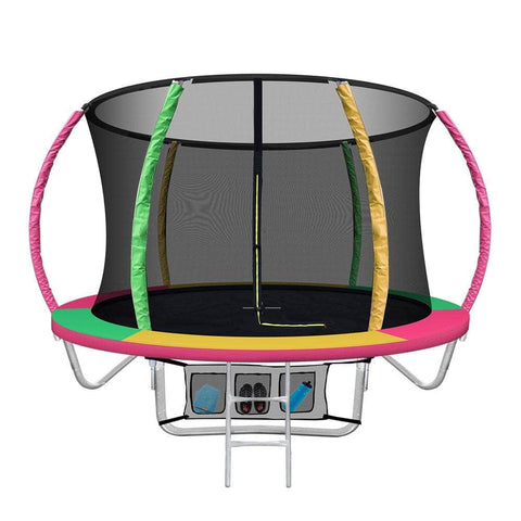 8Ft Trampoline For Kids W/ Ladder Enclosure Safety Net Rebounder Colors
