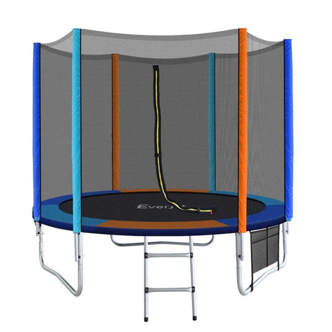 8Ft Trampoline For Kids W/ Ladder Enclosure Safety Net Pad Gift Round