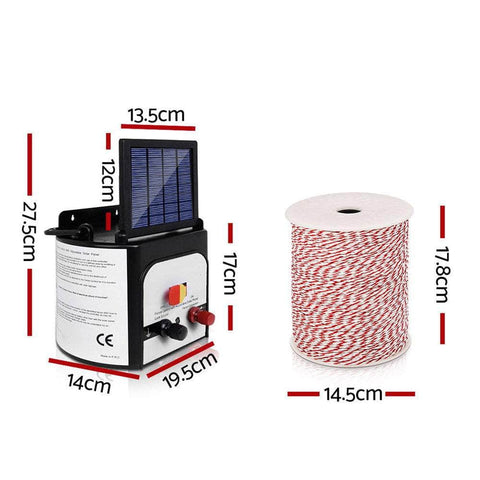 Fence Energiser 8Km Solar Powered Electric 500M Poly Wire Insulator