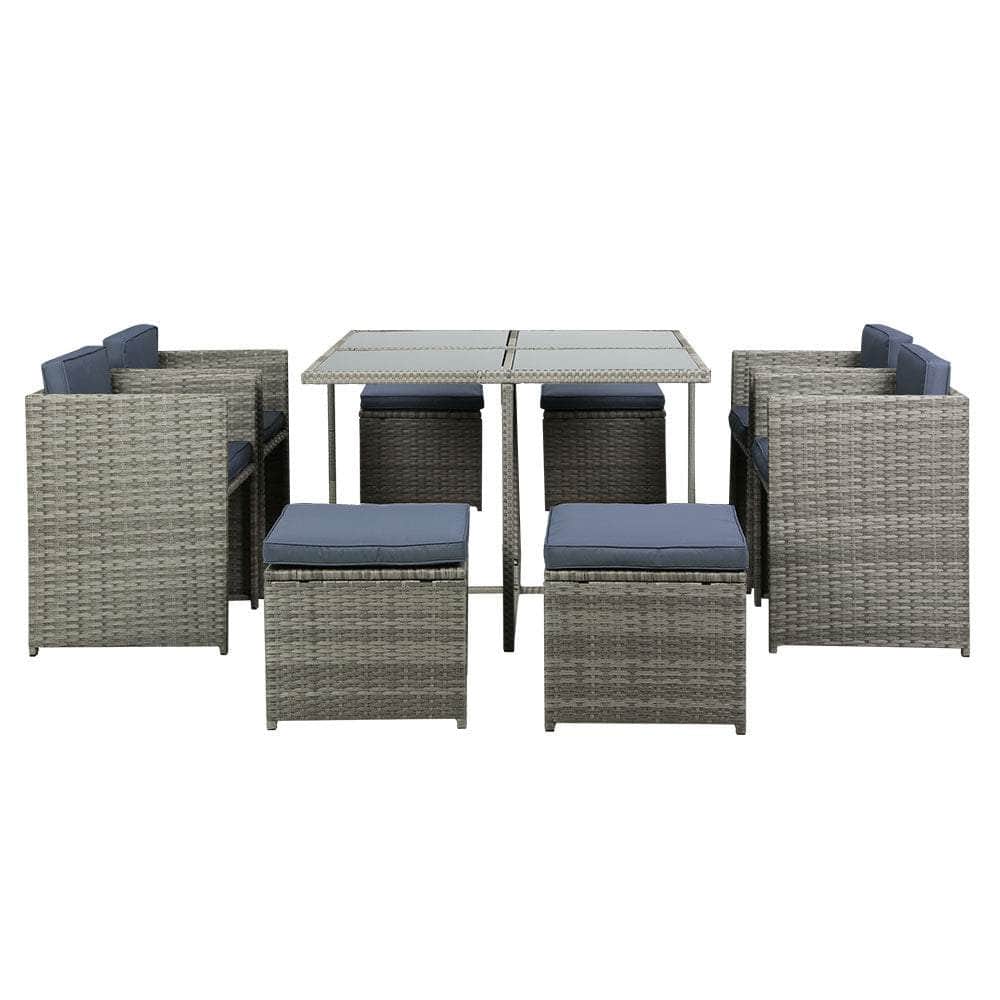 9 PCS Outdoor Dining Set Table Chairs Patio Lounge Setting Furniture