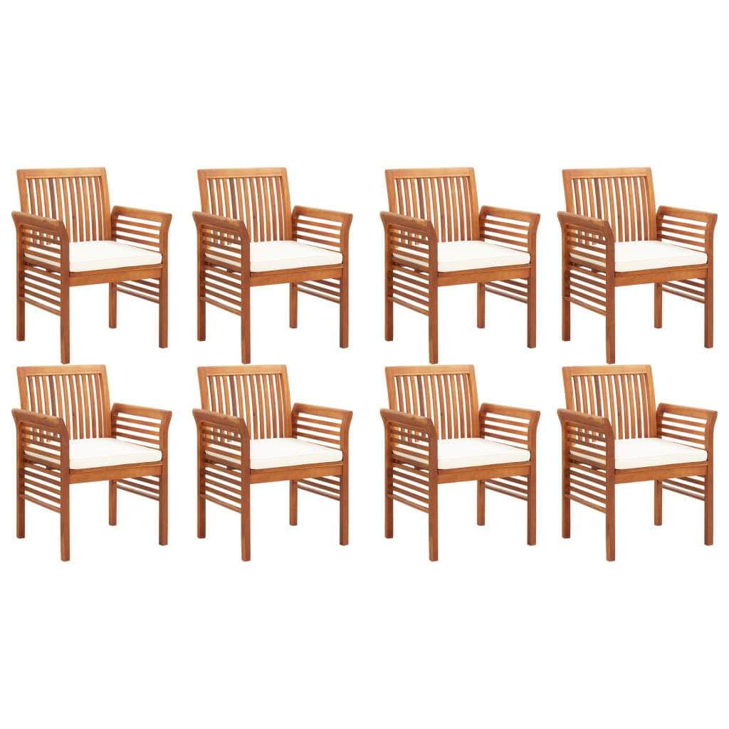 9 Piece Outdoor Dining Set with Cushions Solid Acacia Wood