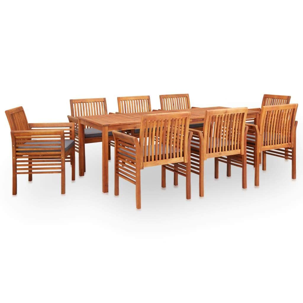 9 Piece Outdoor Dining Set with Cushions Solid Acacia Wood