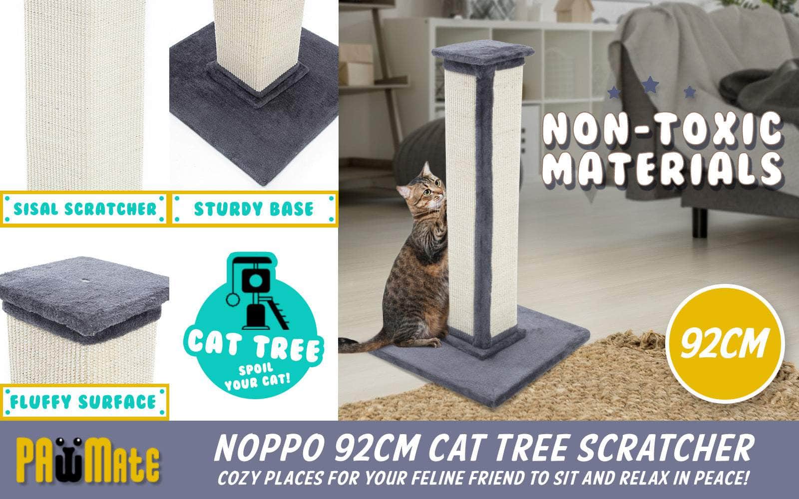 92Cm Grey Cat Tree Noppo Multi Level Scratcher