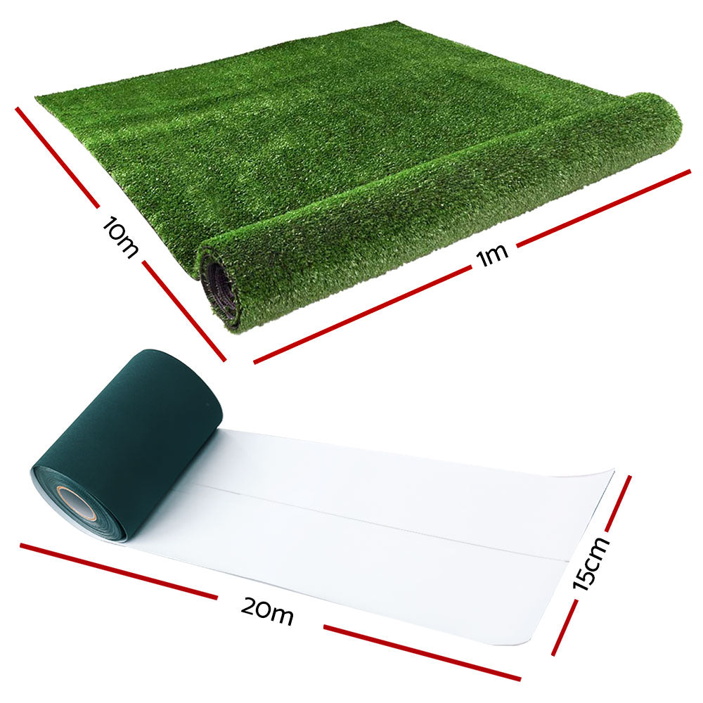 1X10M Artificial Grass Synthetic Fake 10Sqm Turf Lawn 17Mm Tape