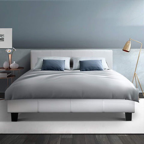 Bed Frame Double Size White Neo