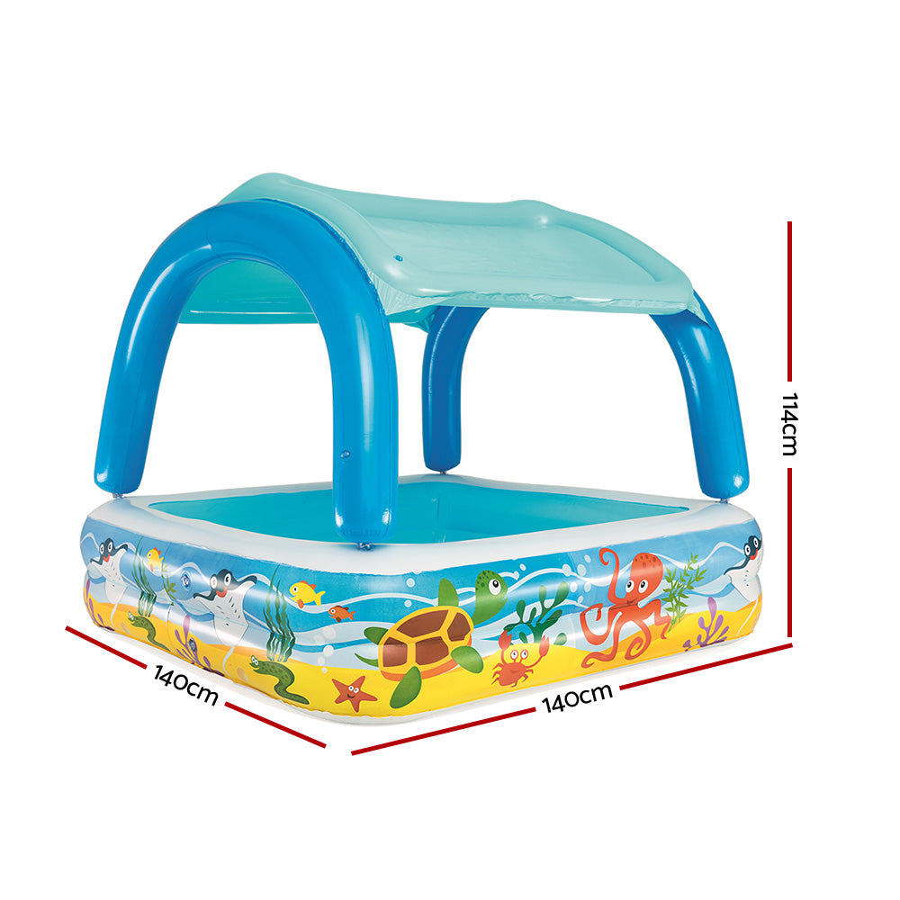 140X140X114Cm Inflatable Swimming Pool W/ Canopy 265L