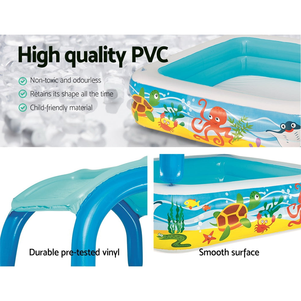 140X140X114Cm Inflatable Swimming Pool W/ Canopy 265L