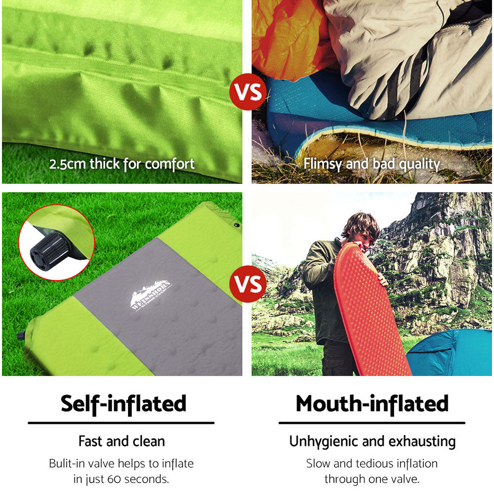 Self Inflating Mattress Camping Mat Air Bed Pad Single Green