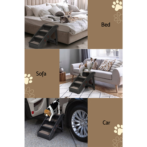 Dog Ramp Steps For Bed Sofa Car Pet Stairs Ladder Portable Foldable Black