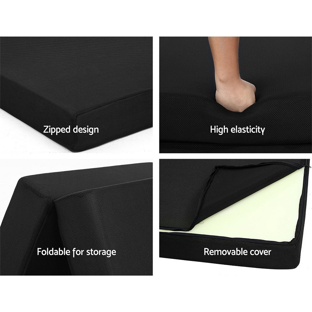 Foldable Mattress Folding Foam Bed Mat Black