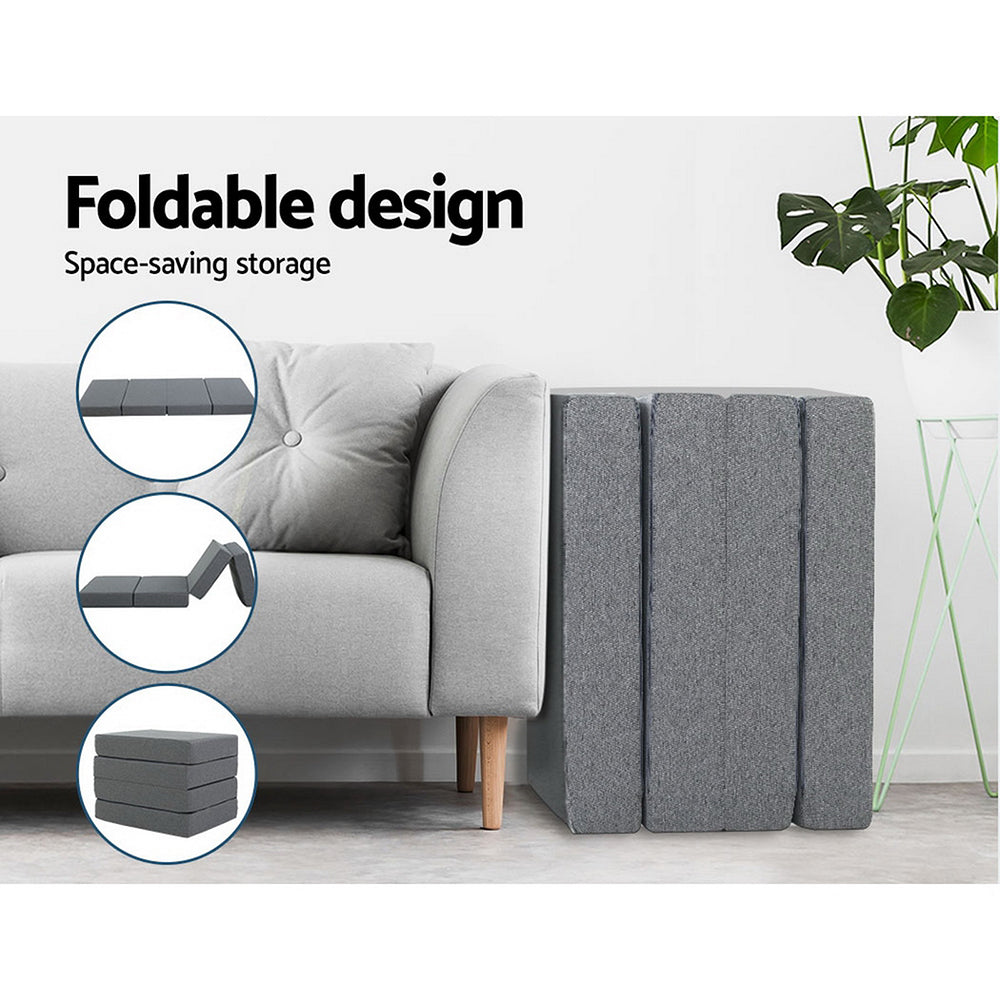Foldable Mattress Folding Foam Single Grey
