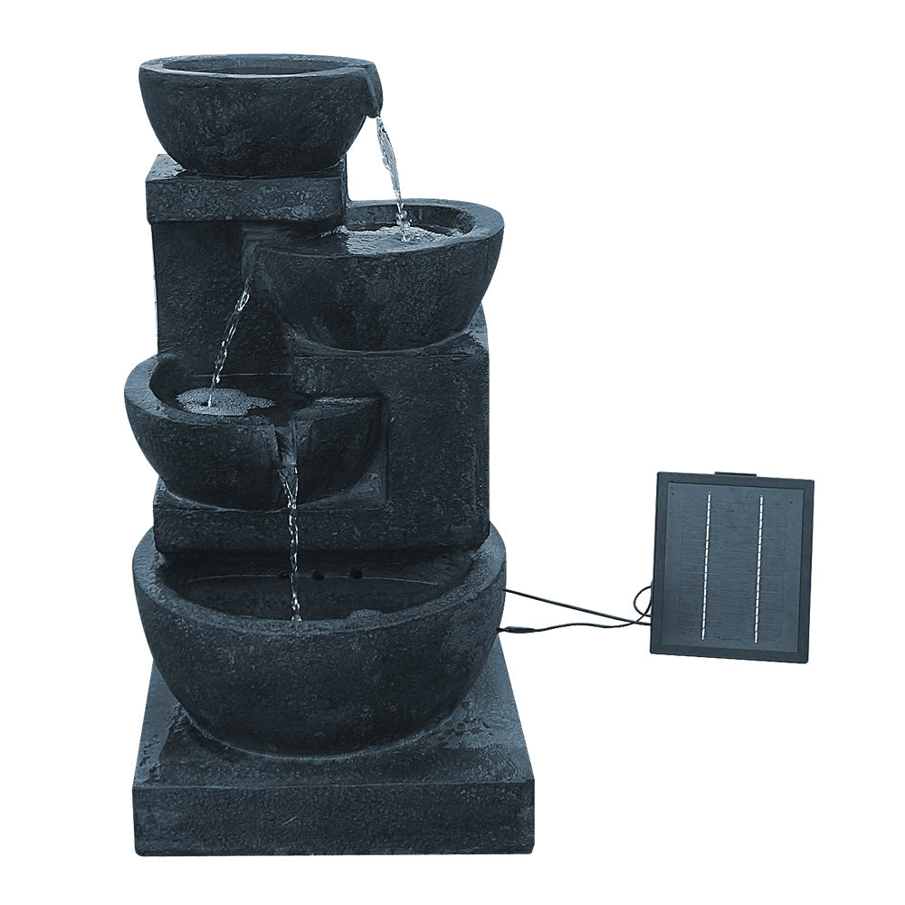 Solar Water Feature With Led Lights 4-Tier Blue 72Cm