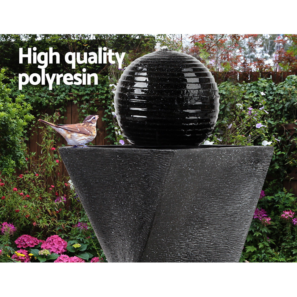 Solar Water Feature With Led Lights Black 85Cm