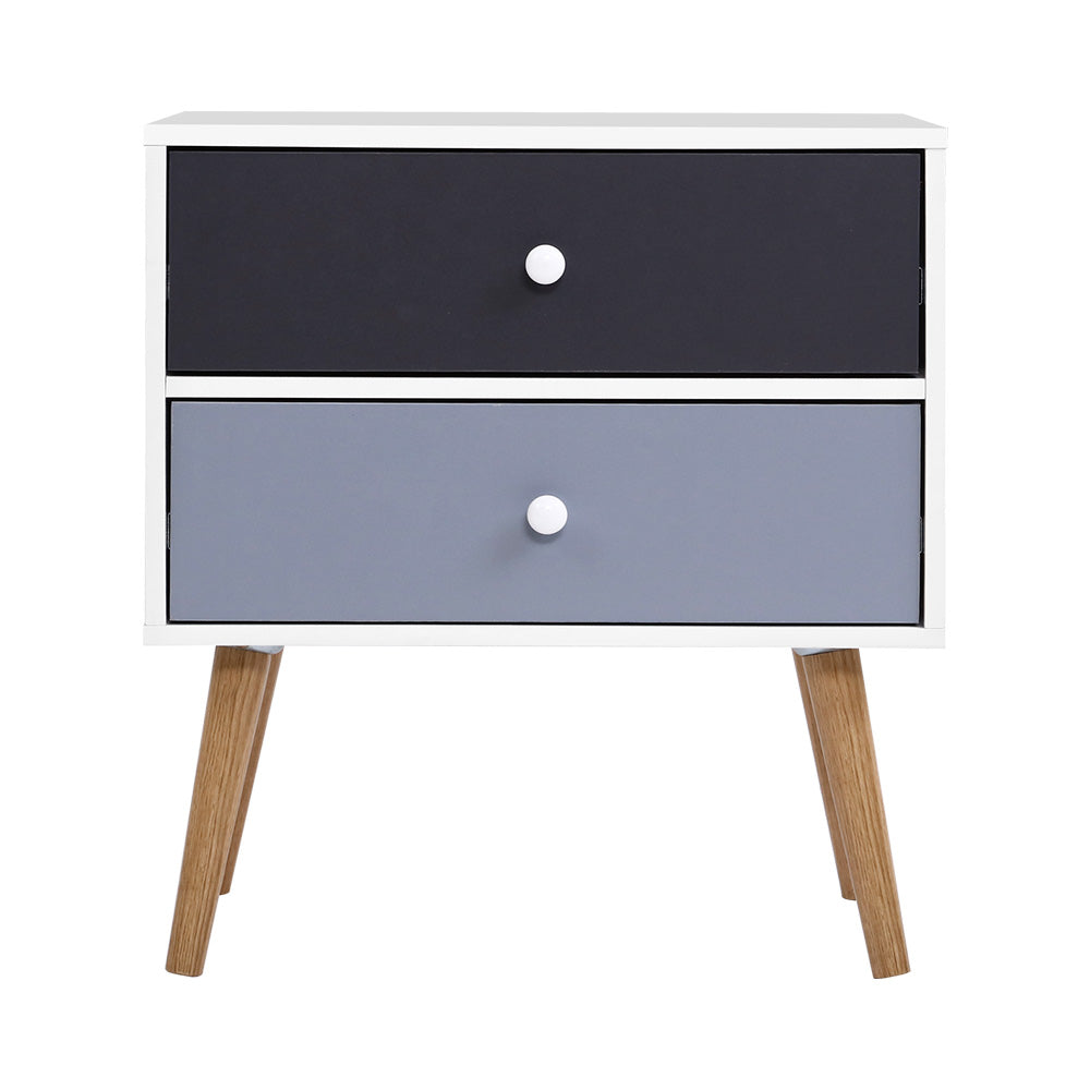 Bedside Table 2 Drawers - Bonds White