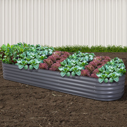 Garden Bed 320X80X42Cm Oval Planter Box Raised Container Galvanised