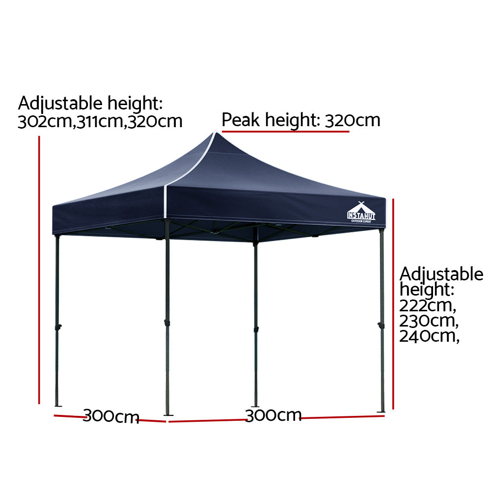 Pop Up 3X3M Folding Tent - Navy