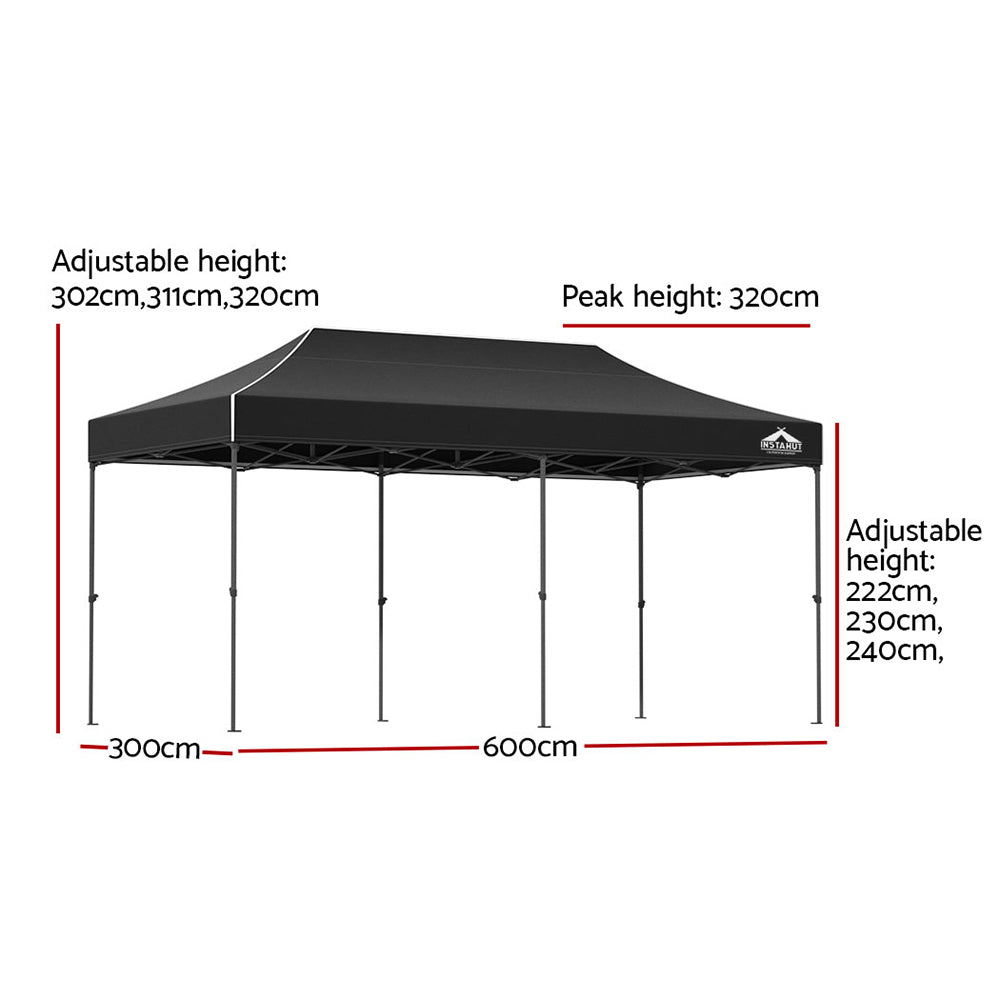 Pop Up 3X6M Folding Tent - Black