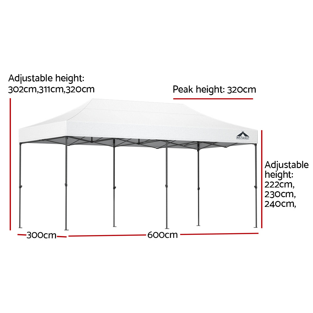 Pop Up 3X6M Folding Tent - White