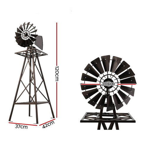 Garden Windmill 120Cm Metal Ornaments Outdoor Décor