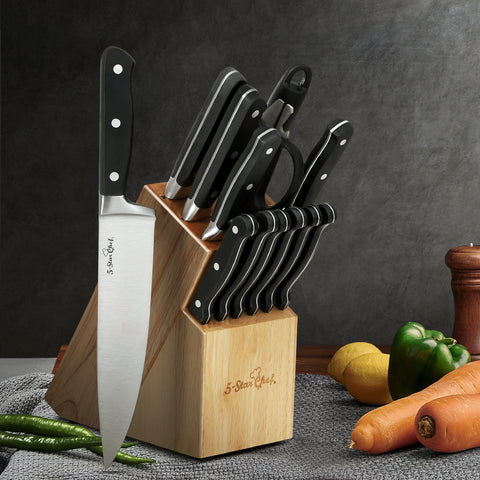 14Pcs Kitchen Knife Set Stainless Steel Non-Stick With Sharpener