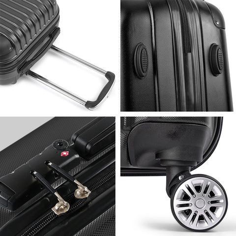 24" 66Cm Black Luggage Trolley Travel Set With Tsa Lock