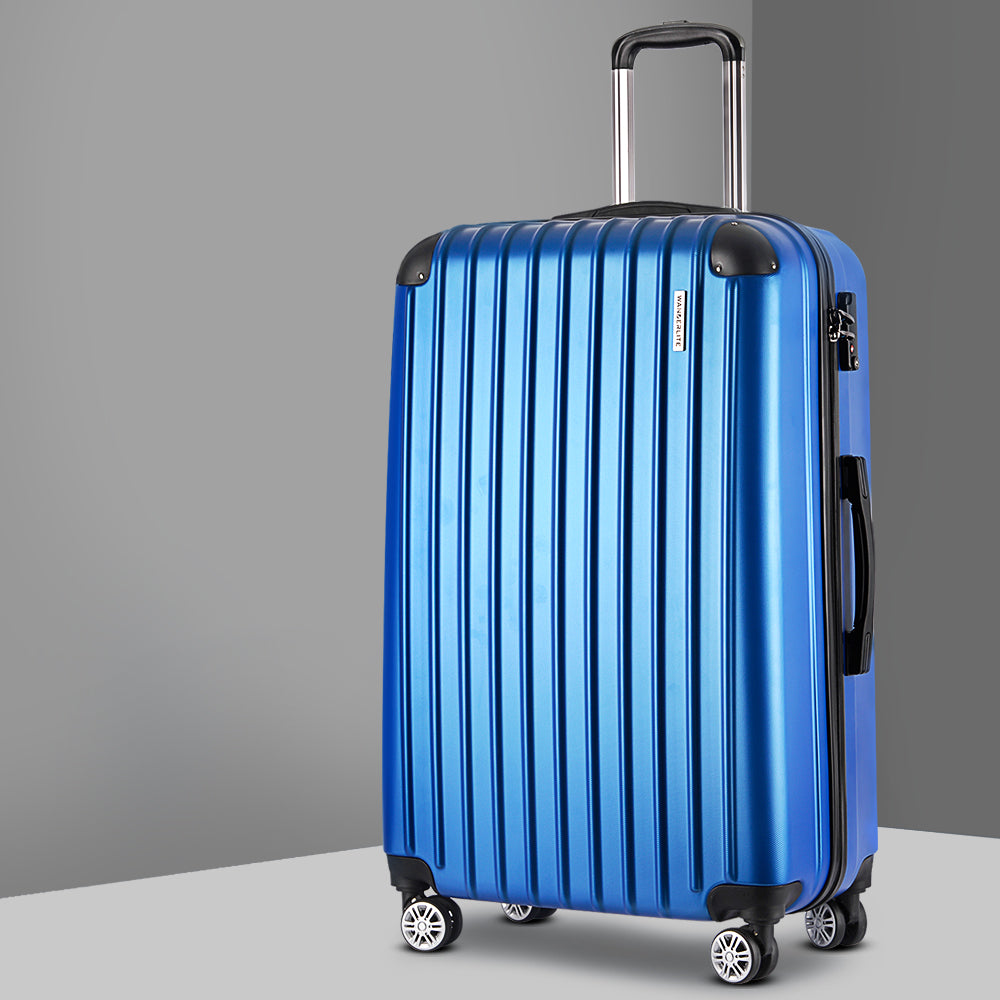 28" 75Cm Blue Luggage Trolley Travel Suitcase Set With Tsa Lock