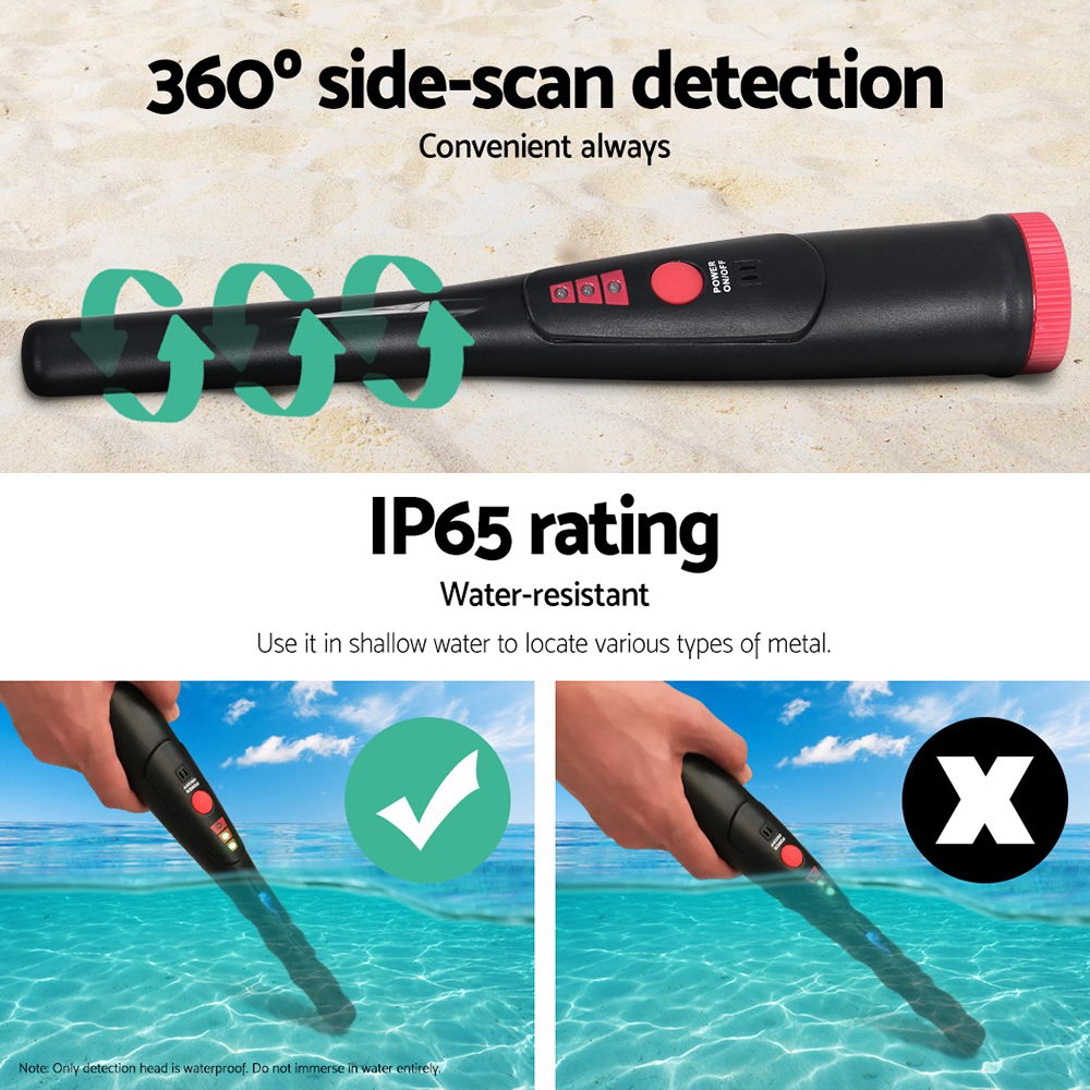 40Mm Handheld Waterproof Automatic Pinpointer Metal Detector Black