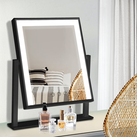 Makeup Mirror 25X30Cm With Led Light Lighted Standing Mirrors Black