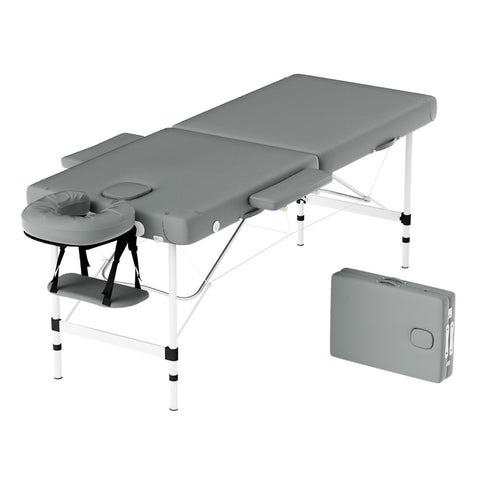 Massage Table 55Cm Portable 2 Fold Aluminium Beauty Bed Grey