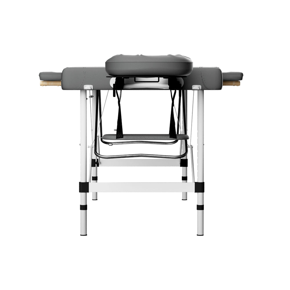 Massage Table 55Cm Portable 2 Fold Aluminium Beauty Bed Grey