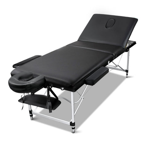 Portable 60Cm 3 Fold Massage Table, Black
