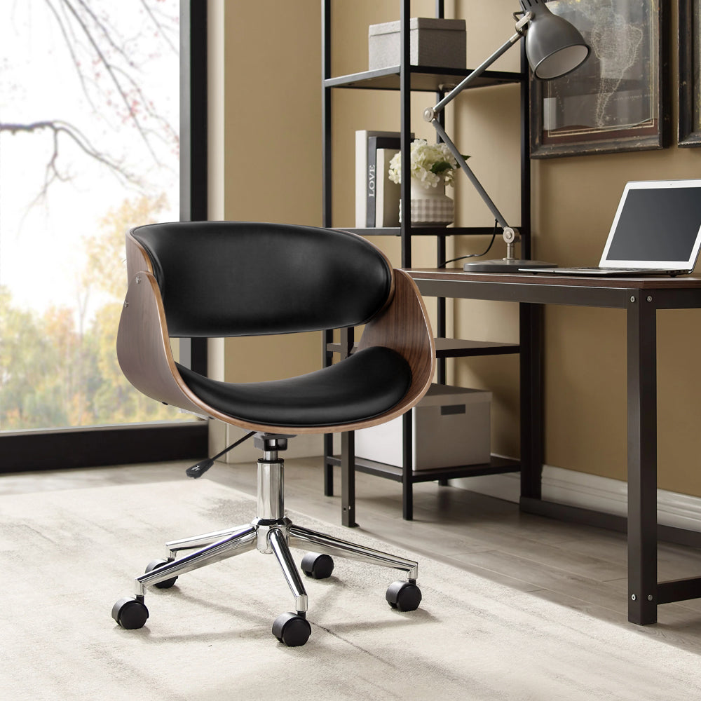 Wooden & PU Leather Office Desk Chair