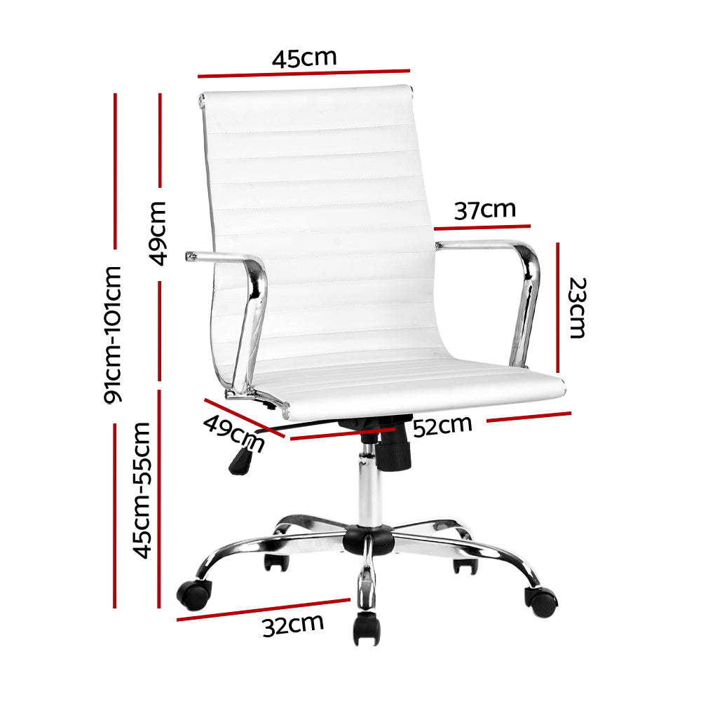 Office Chair Pu Leather Mid Back White