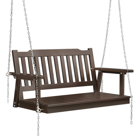Porch Swing Chair With Chain Garden Bench Outdoor Wooden Brown