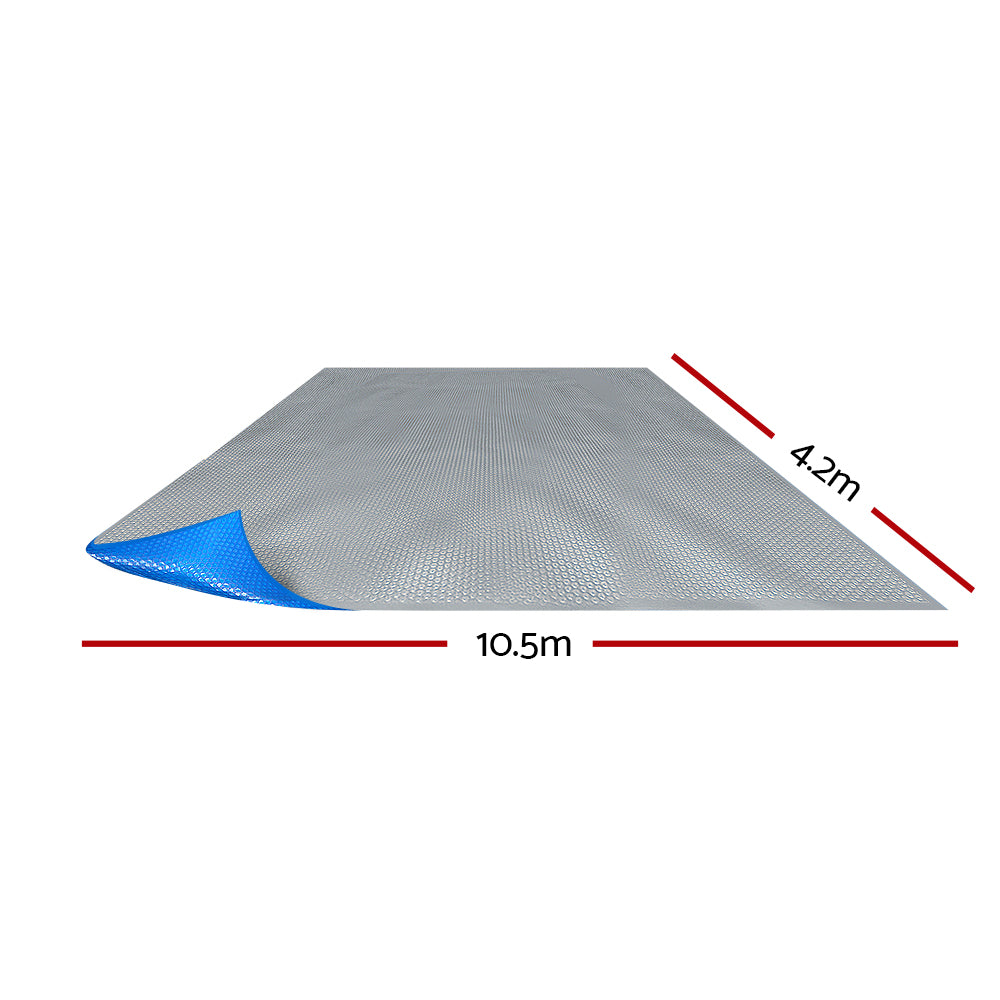 Pool Cover 500 Micron 10.5X4.2M Swimming Pool Solar Blanket Blue Silver