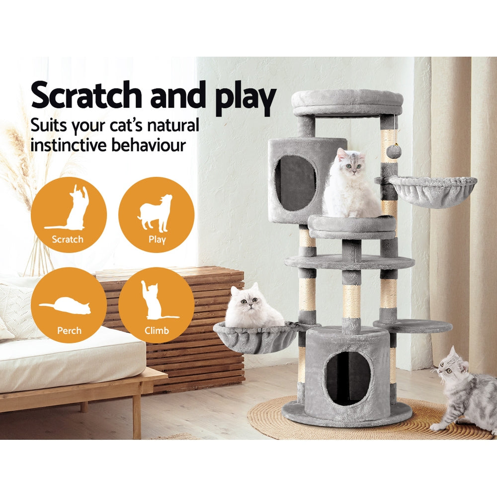 Cat Tree 123Cm Tower Scratching Post Scratcher Wood House Bed Toys