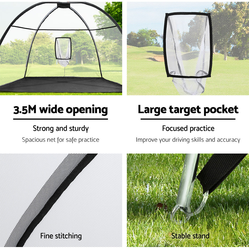 3.5M Golf Practice Net Portable Training Aid Driving Target Tent Black