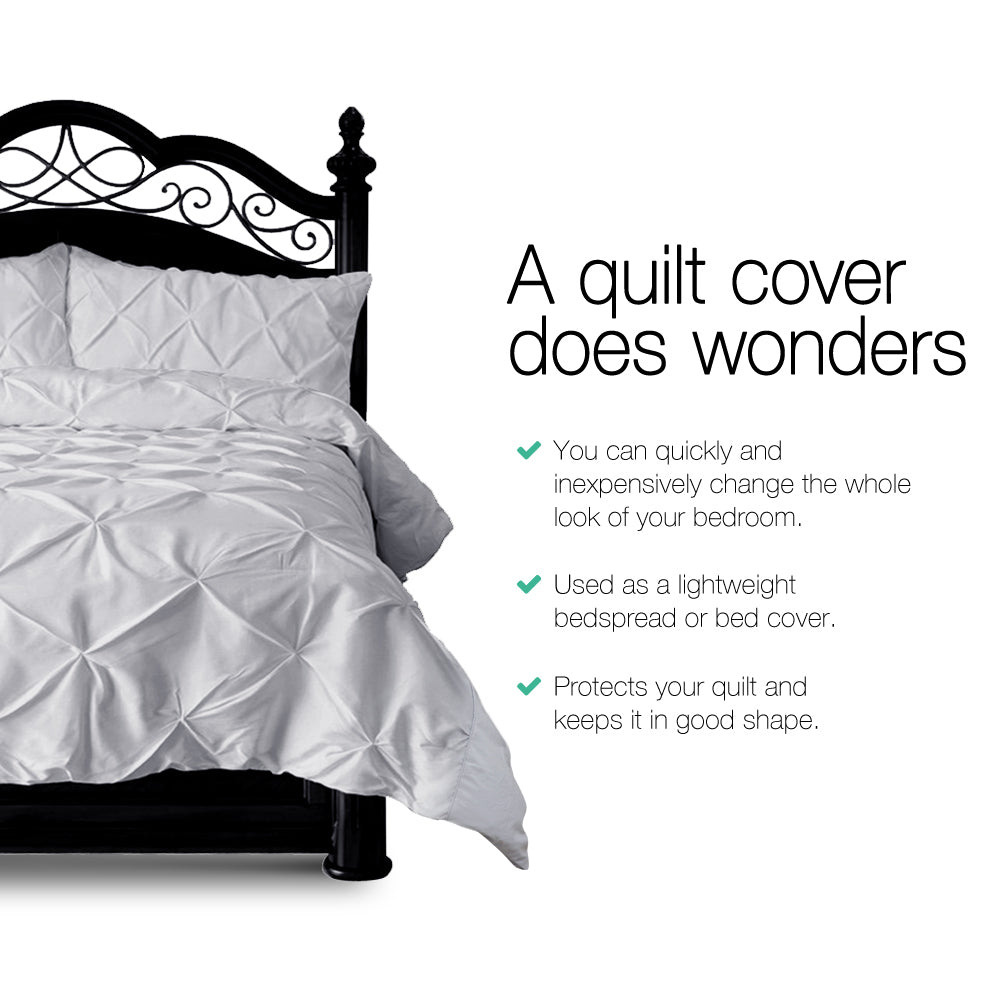 Quilt Cover Set Diamond Pinch Grey King