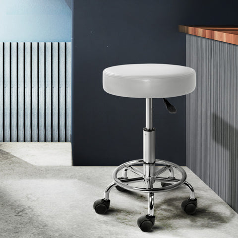 2X Salon Stool Round Swivel Chair White