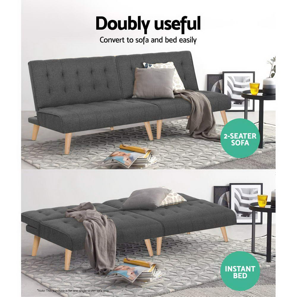 Recliner Single Sofa Bed Dark Grey Fabric