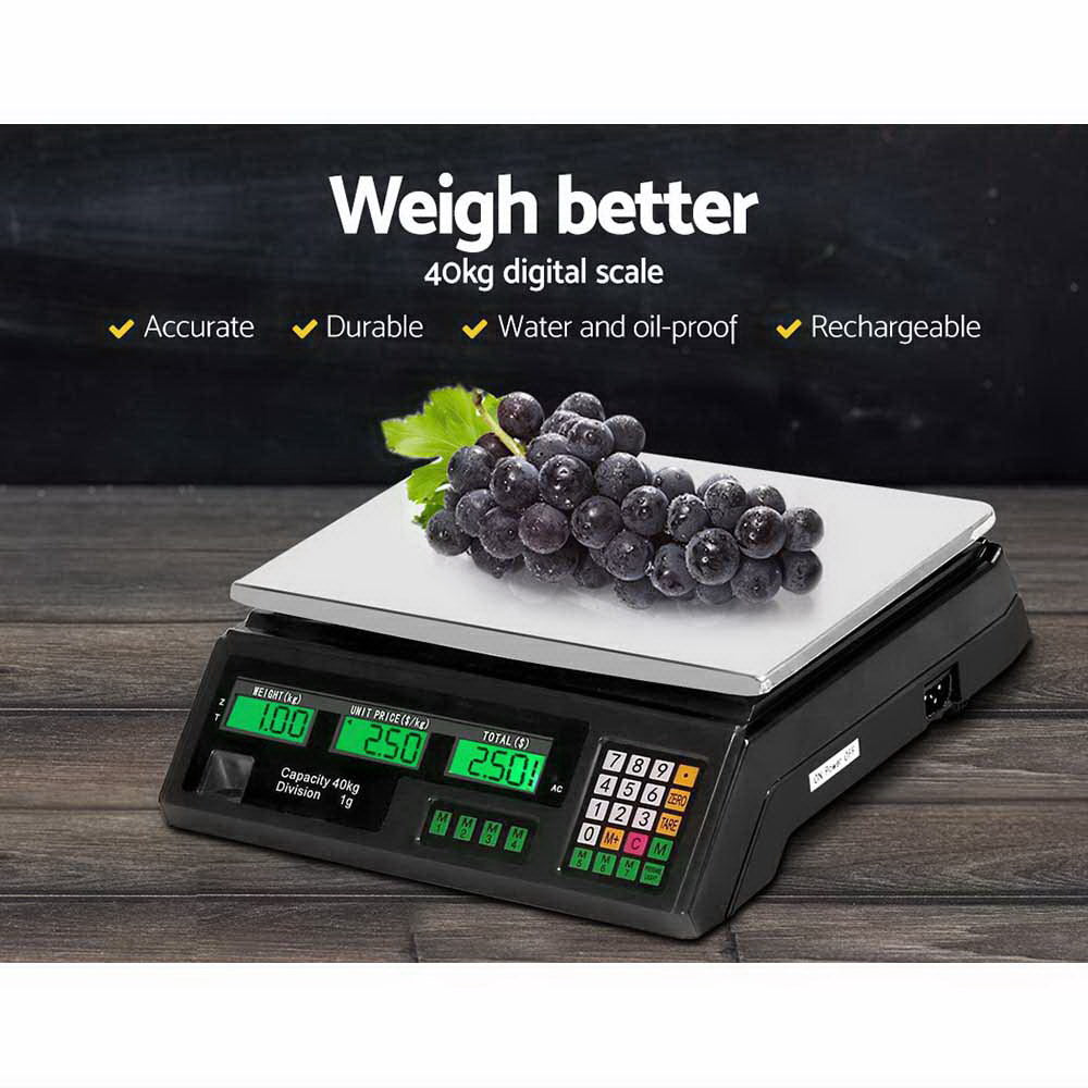 Scales Digital Kitchen 40Kg Weighing Scales Platform Scales Lcd Black