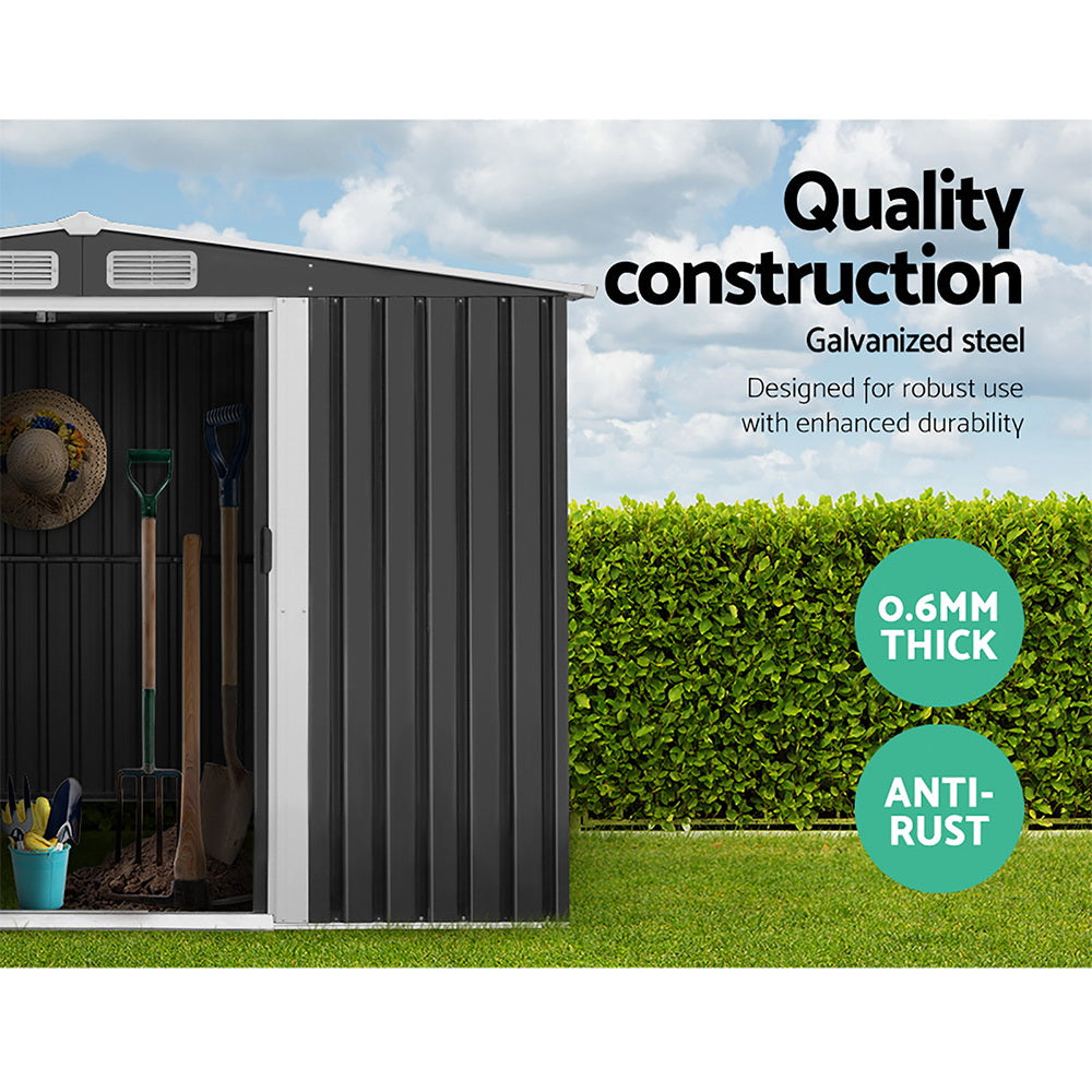 2.58X3.14M Garden Shed With Metal Base And Sliding Door
