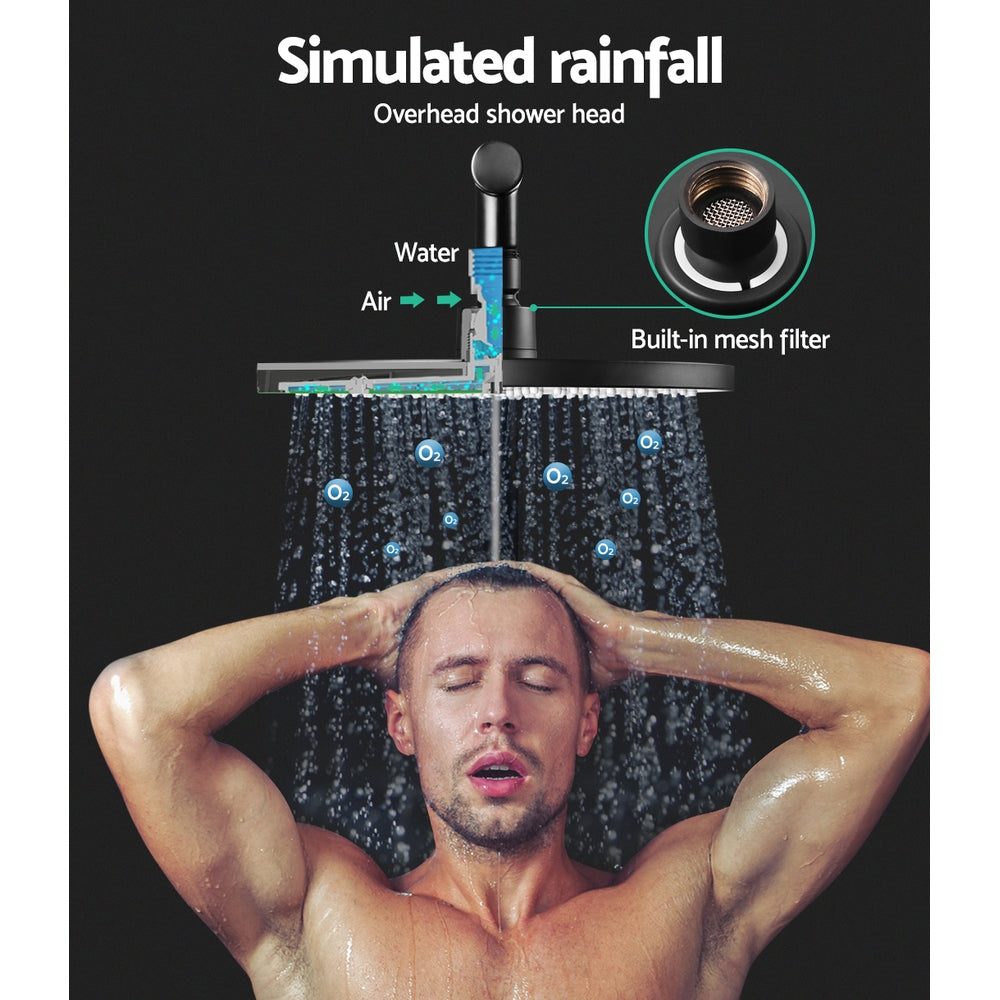 Black Handheld Round High Pressure Rain Shower Head Set With Mixer Tap