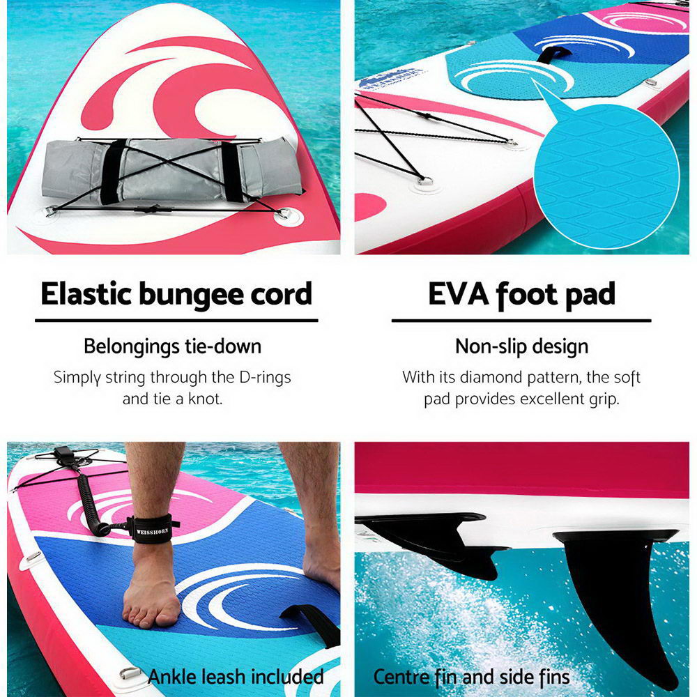 Stand Up Paddle Board 11Ft Inflatable Sup Surfboard Paddleboard Kayak Pink