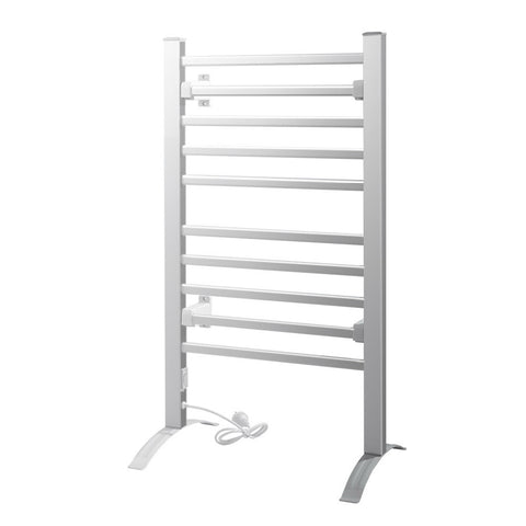 Electric Heated Towel Rail Rack 10 Bars Freestanding Clothes Dry Warmer