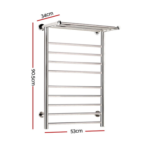 Electric Heated Towel Rail Rack 14 Bars Wall Mounted Clothes Dry Warmer