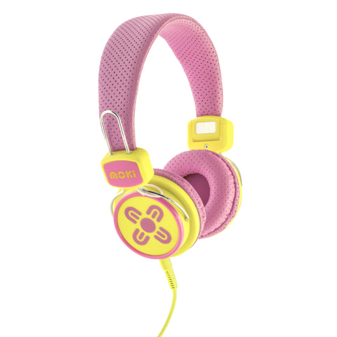 Kid Safe Volume Limited Pink & Yellow Headphones