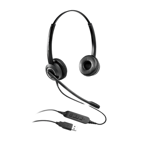 Dual Ear Usb Headset: Hd Audio, Noise Canceling Mic, Inline Controls