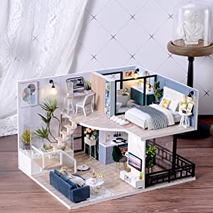 Dollhouse Miniature With Furniture Kit, Dust Proof, Music